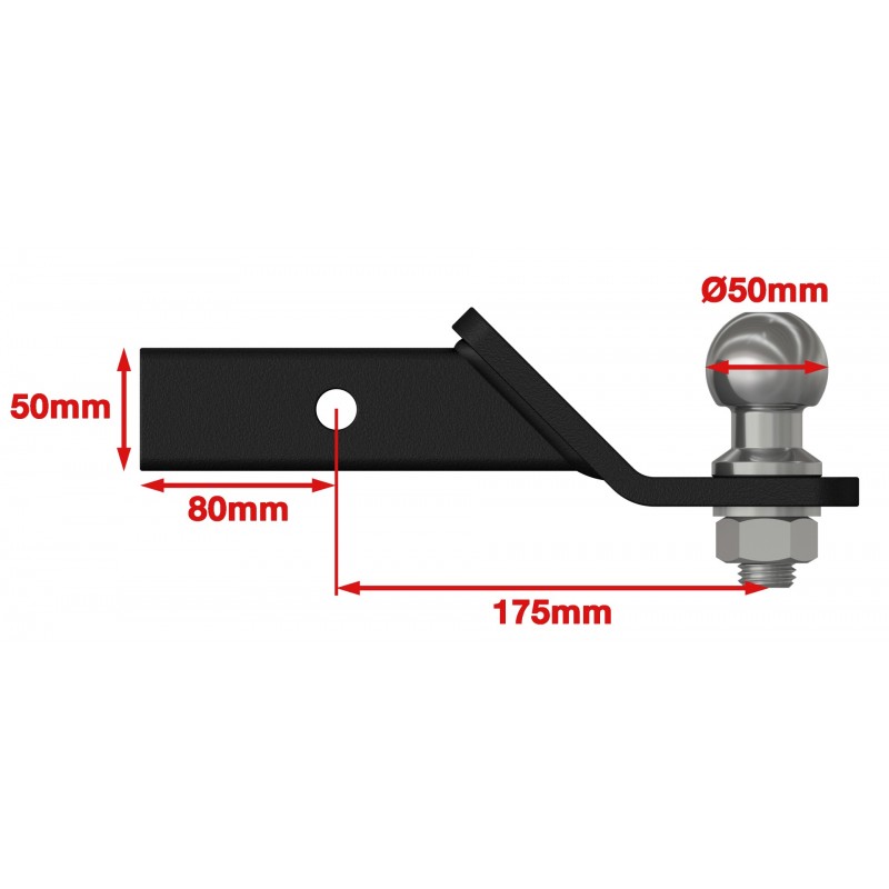 XRW TRAILER HITCH BALL MOUNT STL BLACK