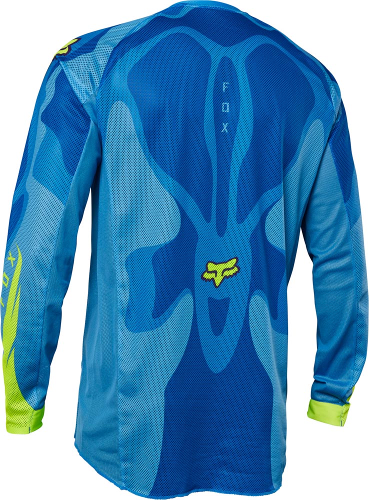 FOX Airline Exo Jersey  - M, Blue/Yellow MX23