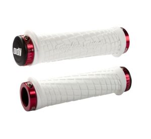 ODI GRIPS Troy Lee Designs Signature ATV Lock-On Bonus Pack White w/Red Clamps