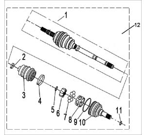 FRONT LEFT DRIVE AXLE   (FOR 4WD)