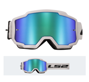 LS2 CHARGER GOGGLE WHITE WITH H-V GREEN IRID.VISOR