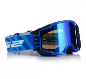 LS2 CHARGER PRO GOGGLE BLUE WITH IRIDIUM VISOR