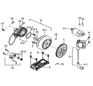 MOTOR STARTING、FLYWHEEL MAGNETO、ECU