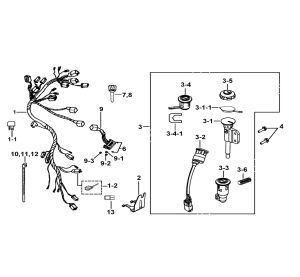 WIRING HARNESS、LOCK ASSY.