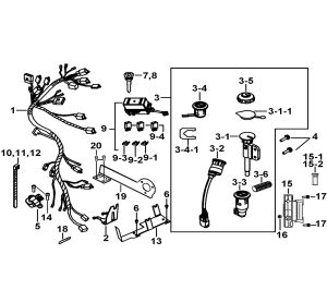 WIRING HARNESS、LOCK ASSY.