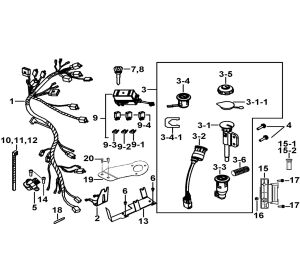 WIRING HARNESS、LOCK ASSY.