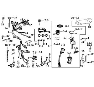 WIRING HARNESS、LOCK ASSY.