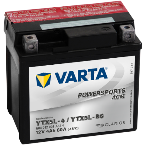 Varta 12V/4Ah moto LF, YTX5L-4/YTX5L-BS Access DRR? TGB Bullet