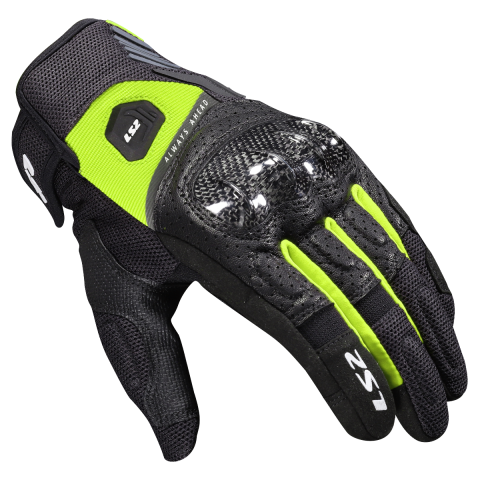 LS2 ATOM MAN GLOVES BLACK H-V YELLOW S
