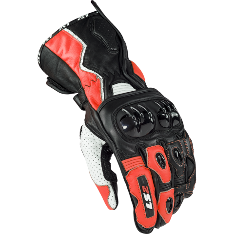 LS2 SWIFT RACING GLOVES BLACK WHITE RED S