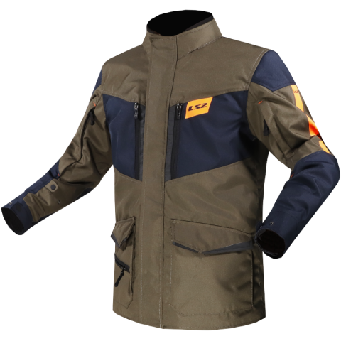 LS2 METROPOLIS EVO MAN JACKET KHAKI BLUE ORANGE XL