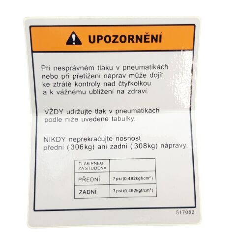 LABEL, TIRE PRESSURE.