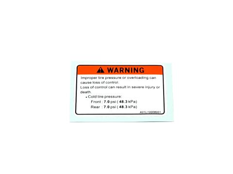 TIRE PRESSURE LABEL