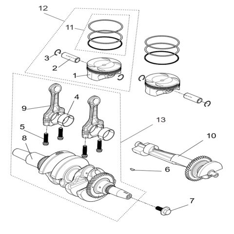 Crankshaft connection rod&piston assembly