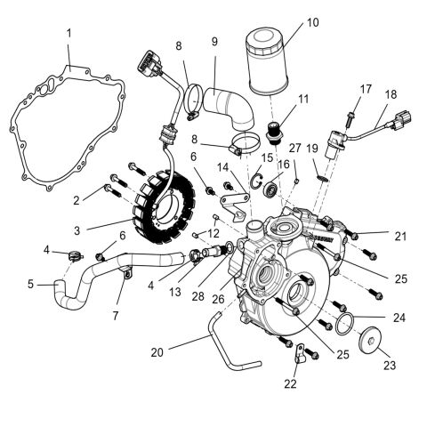 Left crankcase cover sub-assembly
