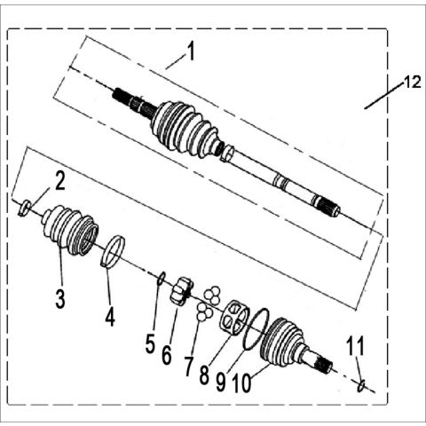 FRONT LEFT DRIVE AXLE   (FOR 4WD)