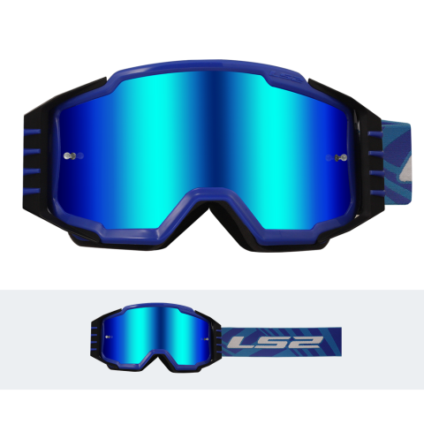 LS2 CHARGER PRO GOGGLE BLUE WITH IRIDIUM VISOR