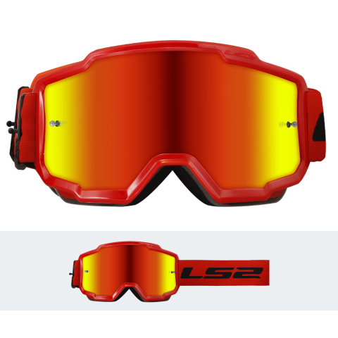 LS2 CHARGER GOGGLE RED WITH IRIDIUM VISOR
