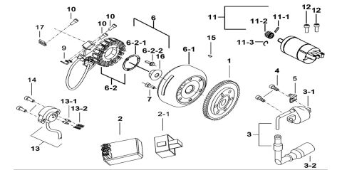 MOTOR STARTING、FLYWHEEL MAGNETO、C.D.I.