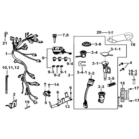 WIRING HARNESS、LOCK ASSY.
