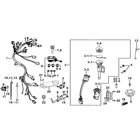 WIRING HARNESS、LOCK ASSY.