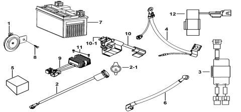 BATTERY、HORN、RELAY、RECTIFIER