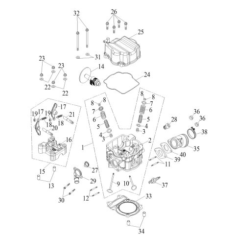 CYLINDER HEAD COVER, CYLINDER HEAD (Sport and Utility model for EEC Version)