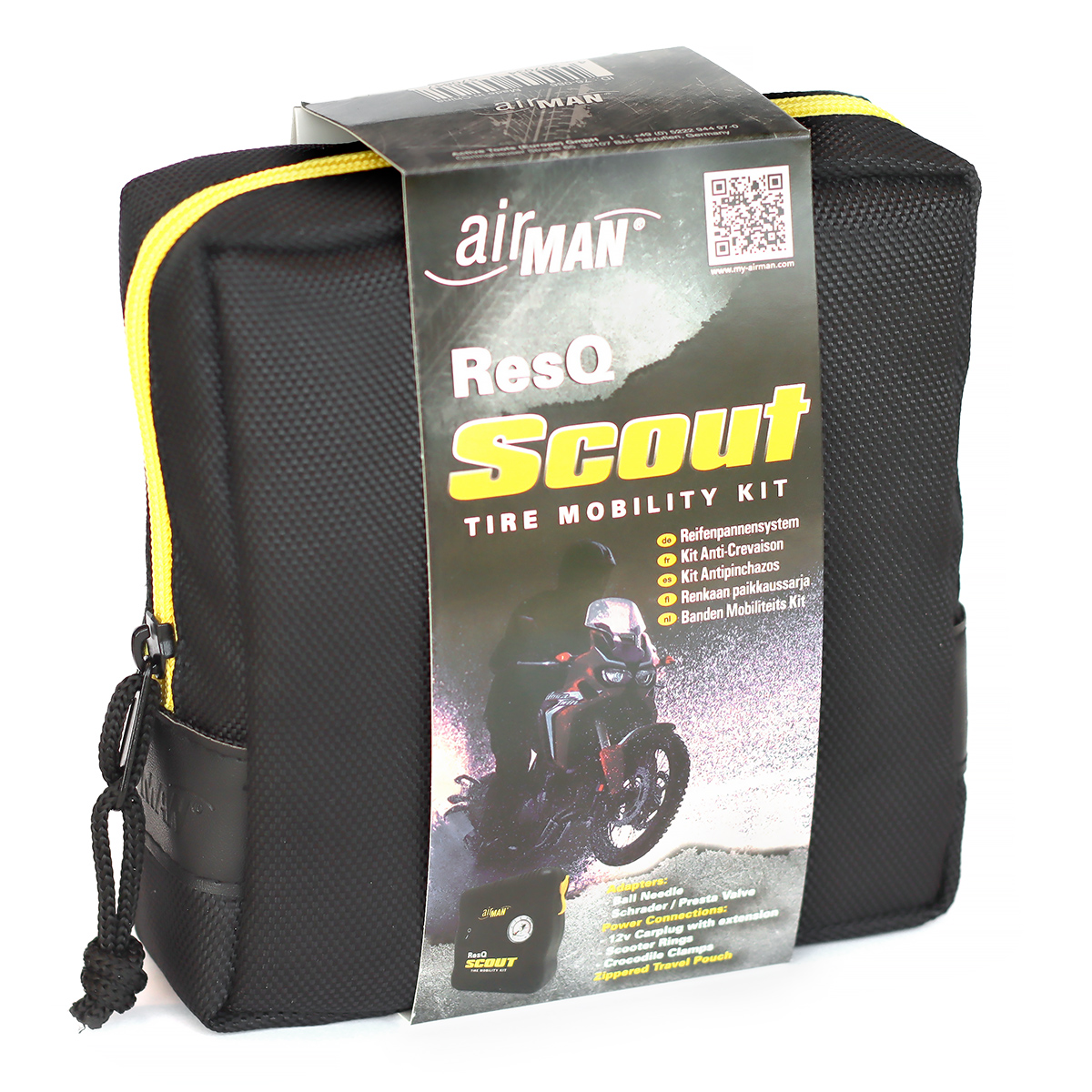 AirMan ResQ Scout 12 V Compressor +100 ml Tire Sealant - Tire Mobility KIT