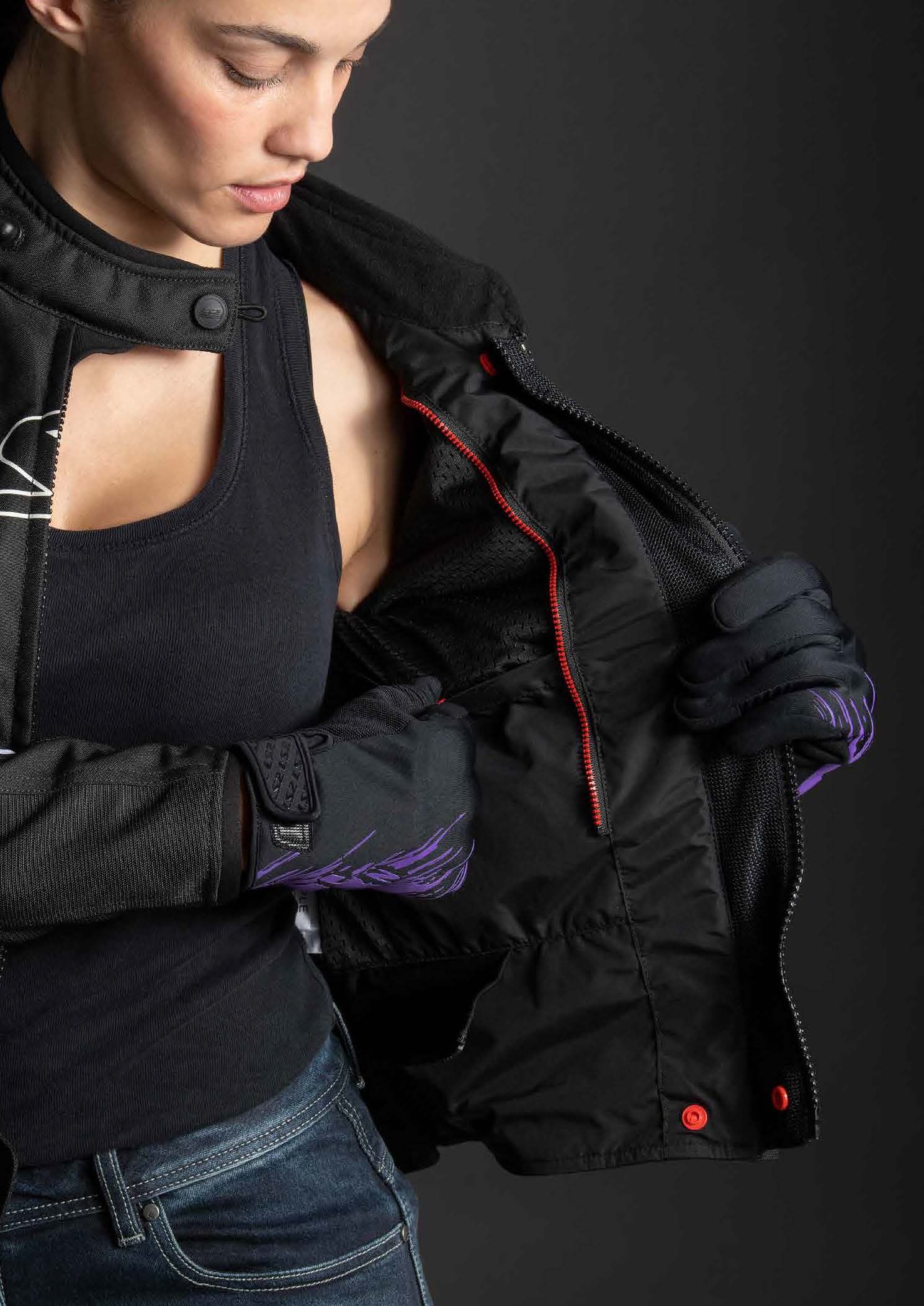 LS2 GATE LADY JACKET BLACK DARK GREY XS